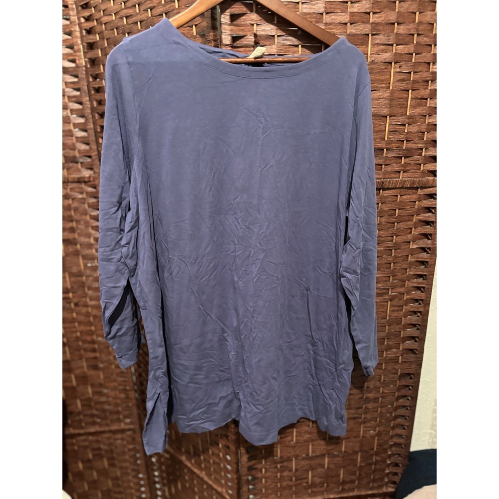 Duluth Trading Long Sleeve Top 2X Blue Boat Neck‎ Comfy Casual Knit Shirt